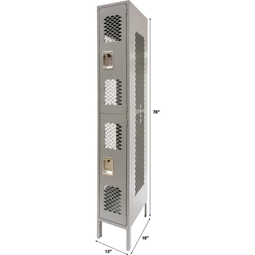 Casiers ventil&eacute;s, 2 niveaux, 12" x 18" x 78", Acier, Gris, D&eacute;mont&eacute;, Perfor&eacute; Auto Electric Service Ltd.