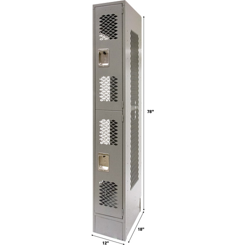 Casiers ventil&eacute;s, 2 niveaux, 12" x 18" x 78", Acier, Gris, D&eacute;mont&eacute;, Perfor&eacute; Auto Electric Service Ltd.