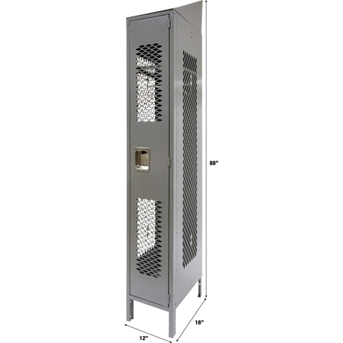 Vented Lockers, 12" x 18" x 88", Steel, Grey, Knocked Down, Perforated Auto Electric Service Ltd.