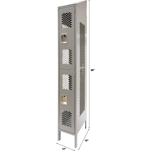 Casiers ventil&eacute;s, 2 niveaux, 12" x 18" x 88", Acier, Gris, D&eacute;mont&eacute;, Perfor&eacute; Auto Electric Service Ltd.