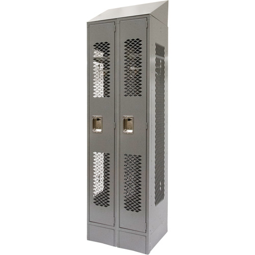 Vented Lockers, Bank of 2, 24" x 18" x 88", Steel, Grey, Knocked Down, Perforated Auto Electric Service Ltd.