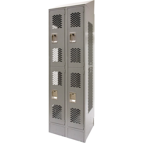 Casiers ventil&eacute;s, 2 niveaux, Bloc de 2, 24" x 18" x 88", Acier, Gris, D&eacute;mont&eacute;, Perfor&eacute; Auto Electric Service Ltd.