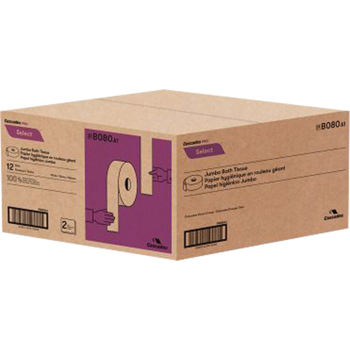 Papier hygi&eacute;nique Pro Select, Rouleau G&eacute;ant, 2 Pli, Longueur 500', Blanc Auto Electric Service Ltd.