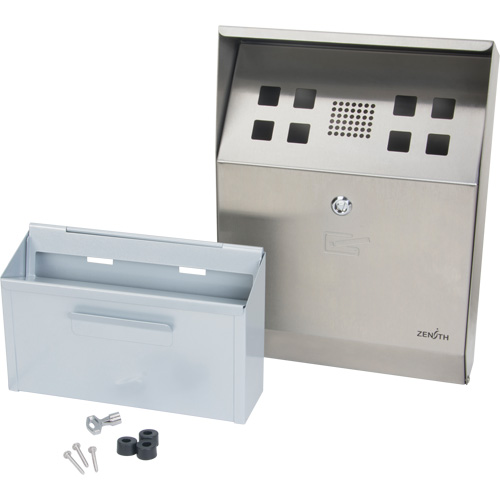 Smoking Receptacle, Wall-Mount, Stainless Steel, 1.6 Litres Capacity, 13-4/5" Height Auto Electric Service Ltd.