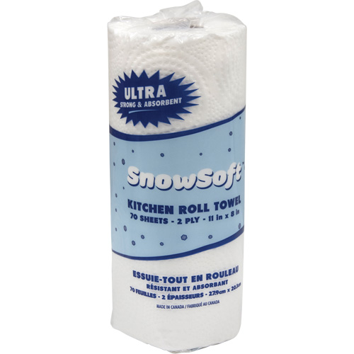 Essuie-tout pour cuisines de premi&egrave;re qualit&eacute; Snow Soft, 2 Pli, 70 Feuilles/rouleau, 8" la, 11" lo Auto Electric Service Ltd.