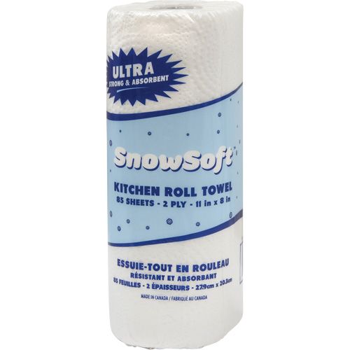Essuie-tout pour cuisines de premi&egrave;re qualit&eacute; Snow Soft, 2 Pli, 85 Feuilles/rouleau, 8" la, 11" lo Auto Electric Service Ltd.
