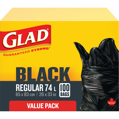 74L Garbage Bags, Regular, 26" W x 33" L, Black Auto Electric Service Ltd.