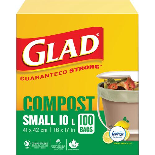 Small Compostable Bags, Regular, 17" L x 16" W, Brown, 10 L (3 Gal.) Capacity Auto Electric Service Ltd.
