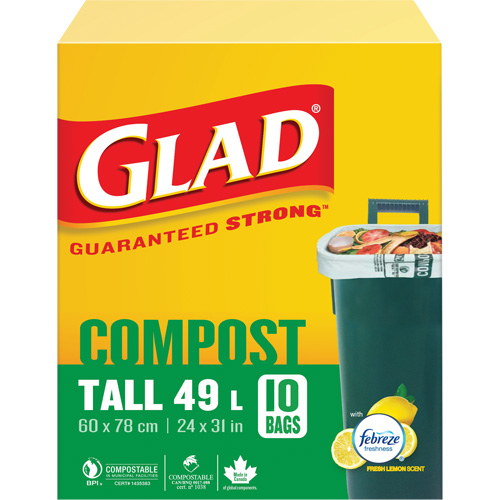 Tall Compostable Bags, Regular, 31" L x 24" W, Brown, 49 L (13 Gal.) Capacity Auto Electric Service Ltd.