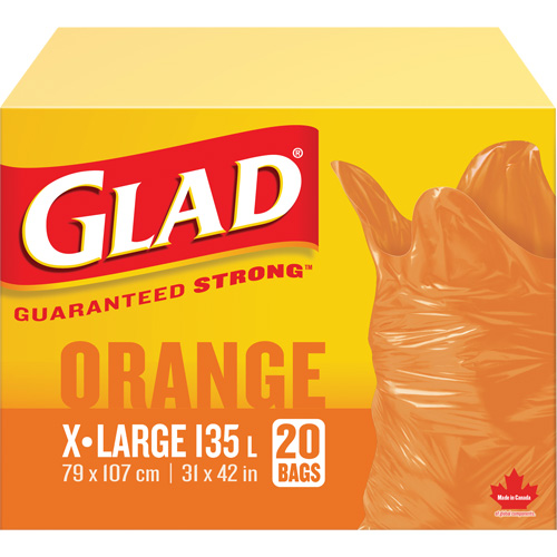 135L Garbage Bags, Regular, 31" W x 42" L, Orange Auto Electric Service Ltd.