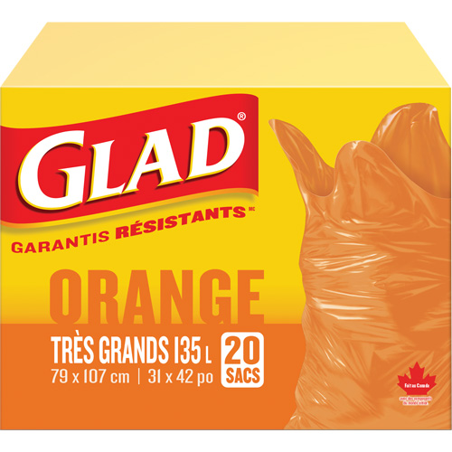 135L Garbage Bags, Regular, 31" W x 42" L, Orange Auto Electric Service Ltd.