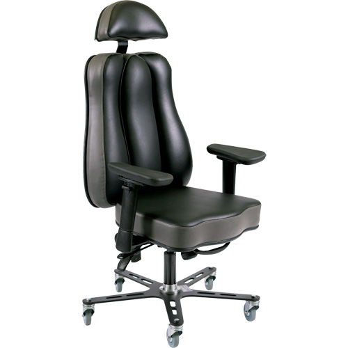 Chaise ergonomique 24 h Synergo II, Vinyle, Noir/gris, Capacit&eacute; 350 lb Auto Electric Service Ltd.