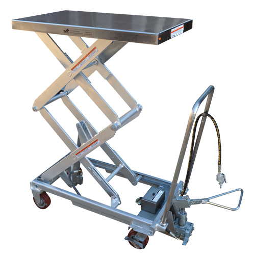Table &eacute;l&eacute;vatrice &agrave; ciseaux hydraulique pneumatique, Acier inoxydable, 32-1/2" lo x 19-3/4" la, Cap. 1000 lb Auto Electric Service Ltd.