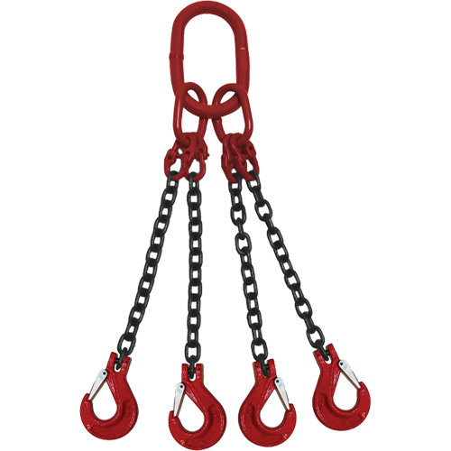 Chain Sling, Grade 80 Chain, Quadruple Legs, Oblong & Slip Hooks, 9/32" x 8' Auto Electric Service Ltd.