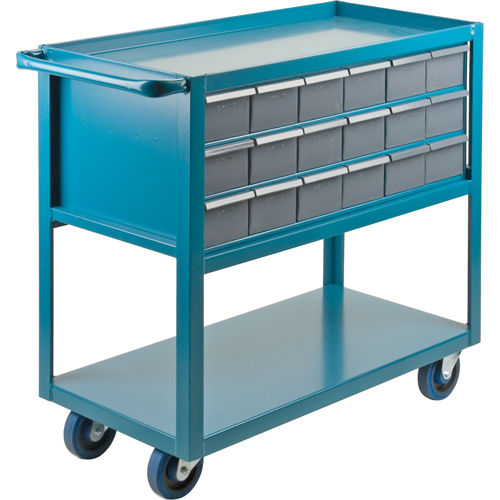 Drawer Shelf Cart, 1200 lbs. Capacity, Steel, 18" x W, 35" x H, 36" D, Rubber Wheels, All-Welded, 18 Drawers Auto Electric Service Ltd.