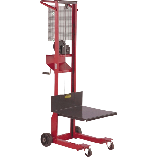 Empileur &agrave; plateforme, M&eacute;canisme Treuil manuel, Capacit&eacute; de 500 lb, Levage max de 54" Auto Electric Service Ltd.