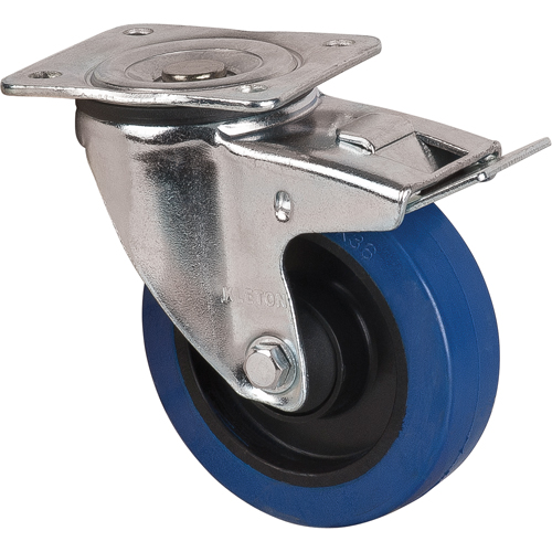 Roulette bleue, Pivotant avec frein, 5" (127 mm), Caoutchouc, 400 lb (181 kg) Auto Electric Service Ltd.