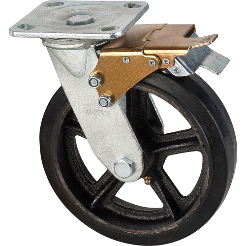Roulette moul&eacute;, Pivotant avec frein, 8" (203,2 mm), Caoutchouc, 660 lb (299 kg) Auto Electric Service Ltd.
