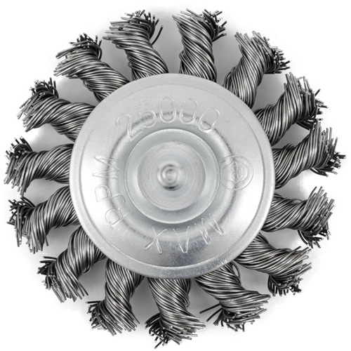Shaft Mounted Knot Twisted Radial Brush, 3" Dia., 0.02" Fill, 1/4" Arbor, Stainless Steel Auto Electric Service Ltd.