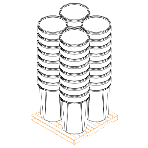 Baril emboîtable en poly&eacute;thyl&egrave;ne, 55 gal. US (45 gal. imp.), Dessus ouvert, Jaune Auto Electric Service Ltd.