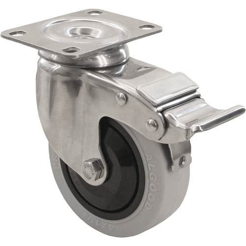 2309 Caster with Double Locking Brake, Swivel with Brake, 5" (127 mm), Envirothane Grey, 350 lbs. (158.8 kg.) Auto Electric Service Ltd.
