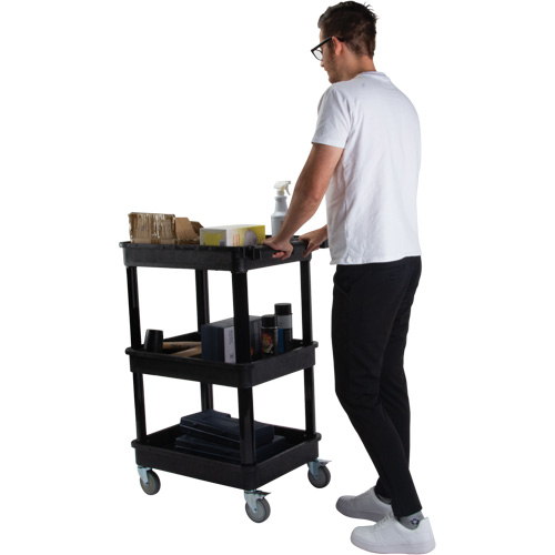 Utility Cart with Deep Lip Shelf, 3 Tiers, 19" x 39-1/2" x 28-1/4", 330 lbs. Capacity Auto Electric Service Ltd.