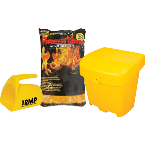 Ensemble de produit de d&eacute;glaçage intense Firestorm avec 56 sacs, Sac, 44 lb (20 kg), Point de fonte -32°C (-25°F) Auto Electric Service Ltd.