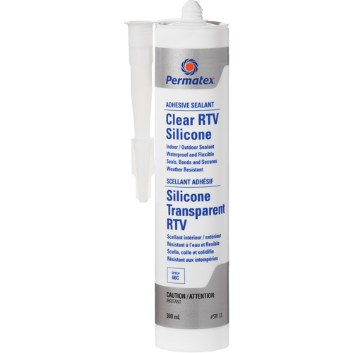 Clear RTV Adhesive Sealant, 300 ml, Cartridge, Clear Auto Electric Service Ltd.