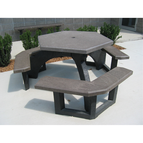 Recycled Plastic Hexagon Picnic Tables, 78" L x 78" W, Brown Auto Electric Service Ltd.