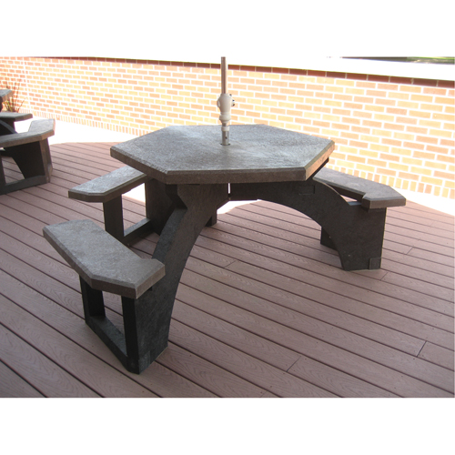 Recycled Plastic Hexagon Picnic Tables, 78" L x 78" W, Brown Auto Electric Service Ltd.