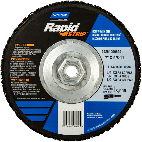 Disques &agrave; moyeu d&eacute;port&eacute; non tiss&eacute;s pour d&eacute;capage rapide Bear-Tex, 7" dia., Grain Extra grossier, Carbure de silicium Auto Electric Service Ltd.