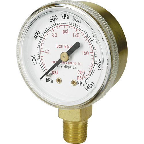 Brass Gauge, 2" , 100 psi, Bottom Mount, Analogue Auto Electric Service Ltd.