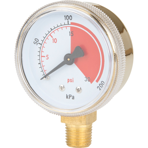 Brass Gauge, 2-1/2" , 30 psi, Bottom Mount, Analogue Auto Electric Service Ltd.
