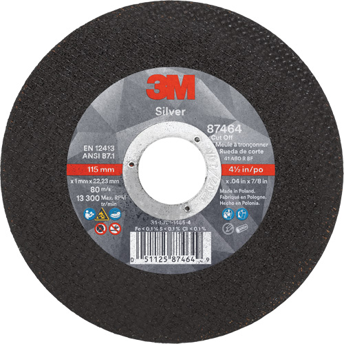 Meule &agrave; tronçonner Silver, 4-1/2" x 0,04", Arbre de 7/8", Type 1, C&eacute;ramique, 13 300 Tr/min Auto Electric Service Ltd.