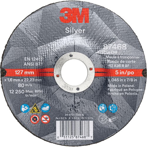 Meule &agrave; tronçonner Silver, 5" x 0,045", Arbre de 7/8", Type 27, C&eacute;ramique, 12250 Tr/min Auto Electric Service Ltd.