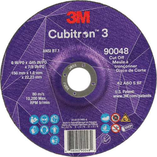 Meule &agrave; tronçonner Cubitron 3, 6" x 0,045", Arbre de 7/8", Type T27, C&eacute;ramique, 10 200 Tr/min Auto Electric Service Ltd.
