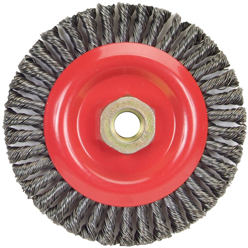 Brosse &agrave; fils nou&eacute;s pour cordons de soudure pour meuleuse angulaire, Dia. 5", Fils 0,02", Arbre 5/8"-11, Acier Auto Electric Service Ltd.
