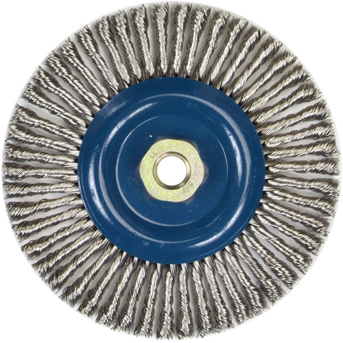 Brosse &agrave; fils nou&eacute;s pour cordons de soudure pour meuleuse angulaire, Dia. 6", Fils 0,02", Arbre 5/8"-11, Acier inoxydable Auto Electric Service Ltd.