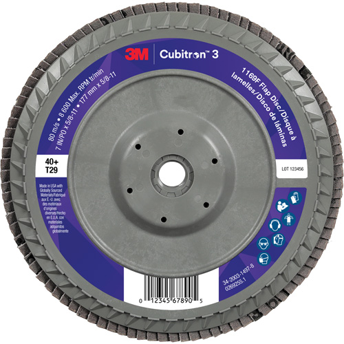 Cubitron 3 Conical  Flap Disc with Quick Change 1169F, 7" x 5/8"-11, Type T29, 40+ Grit, Ceramic Auto Electric Service Ltd.