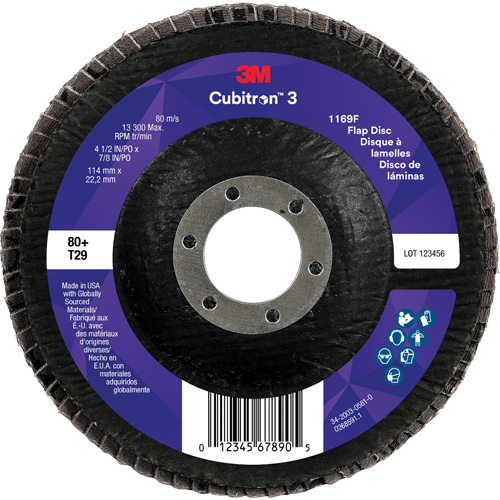 Cubitron 3 Conical  Flap Disc 1169F, 4-1/2" x 7/8", Type T29, 80+ Grit, Ceramic Auto Electric Service Ltd.