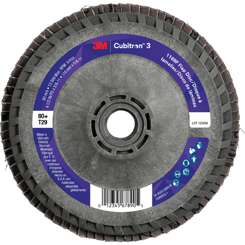 Cubitron 3 Conical  Flap Disc with Quick Change 1169F, 4-1/2" x 5/8"-11, Type T29, 80+ Grit, Ceramic Auto Electric Service Ltd.