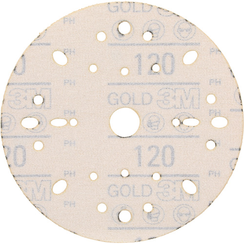 Hookit Gold Abrasive Disc, 6" Dia., 120 Grit, Aluminum Oxide, C-Weight Auto Electric Service Ltd.