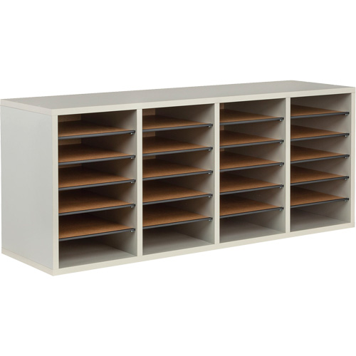 Adjustable Compartment Literature Organizer, Stationary, 24 Slots, Wood, 39-1/4" W x 11-3/4" D x 16-1/4" H Auto Electric Service Ltd.