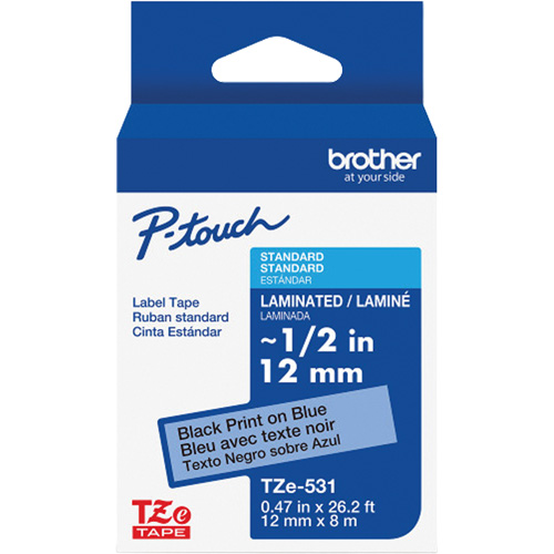 Laminated Tape for P-Touch&reg;, 12 mm x 8 m, Black on Blue Auto Electric Service Ltd.