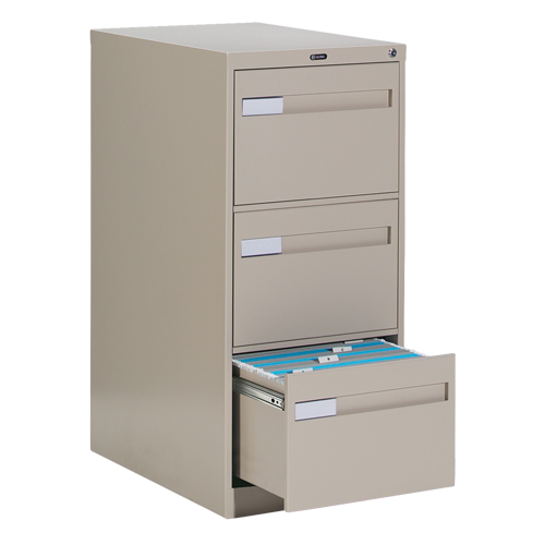 Vertical Filing Cabinet with Recessed Drawer Handles, 3 Drawers, 18.15" W x 26.56" D x 40" H, Beige Auto Electric Service Ltd.
