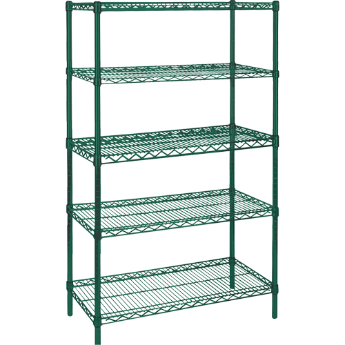 &eacute;tag&egrave;res robustes en treillis m&eacute;tallique au fini &eacute;poxy vert, 5 Tablettes, 36" la x 74" h x 18" p Auto Electric Service Ltd.