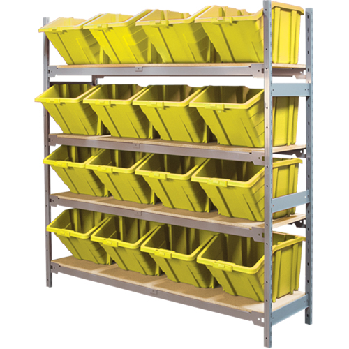 Wide Span Shelving with Jumbo Plastic Bins, Steel, Boltless, 800 lbs. Capacity, 66" W x 72" H x 18" D Auto Electric Service Ltd.