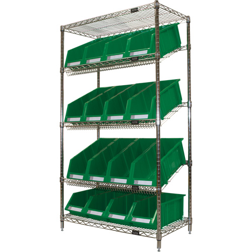 &eacute;tag&egrave;re en treillis m&eacute;tallique &agrave; tablettes inclin&eacute;es avec bacs, Tiers 5, 36" la x 63" h x 18" p Auto Electric Service Ltd.