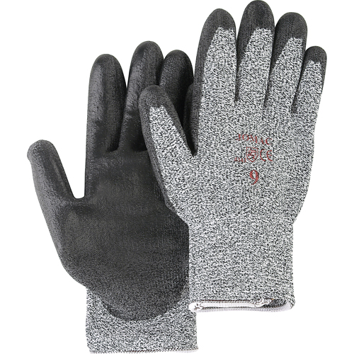 Salt & Pepper Knit Gloves With Black Palm Coating, Size Small/7, Polyurethane Coated, HPPE Shell, ANSI/ISEA 105 Level 2 Auto Electric Service Ltd.