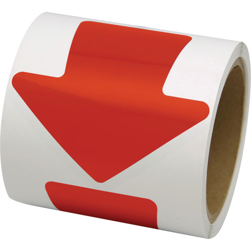 D&eacute;calcomanie en couleur pour le marquage des planchers, Fl&egrave;che, 4" lo x 4" la, Rouge, Vinyle Auto Electric Service Ltd.